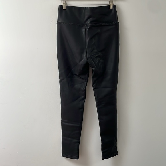 Patrizia Luca Milano faux leather leggings pants XS black shiny fleece lined NWT - Picture 3 of 14
